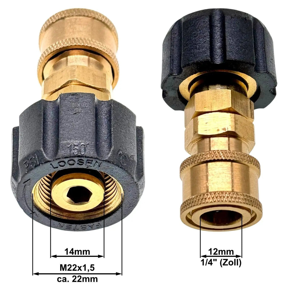 Adapter M22 × 1,5 IG auf 1/4-Zoll-Schnellkupplungsbuchse – Detailansicht