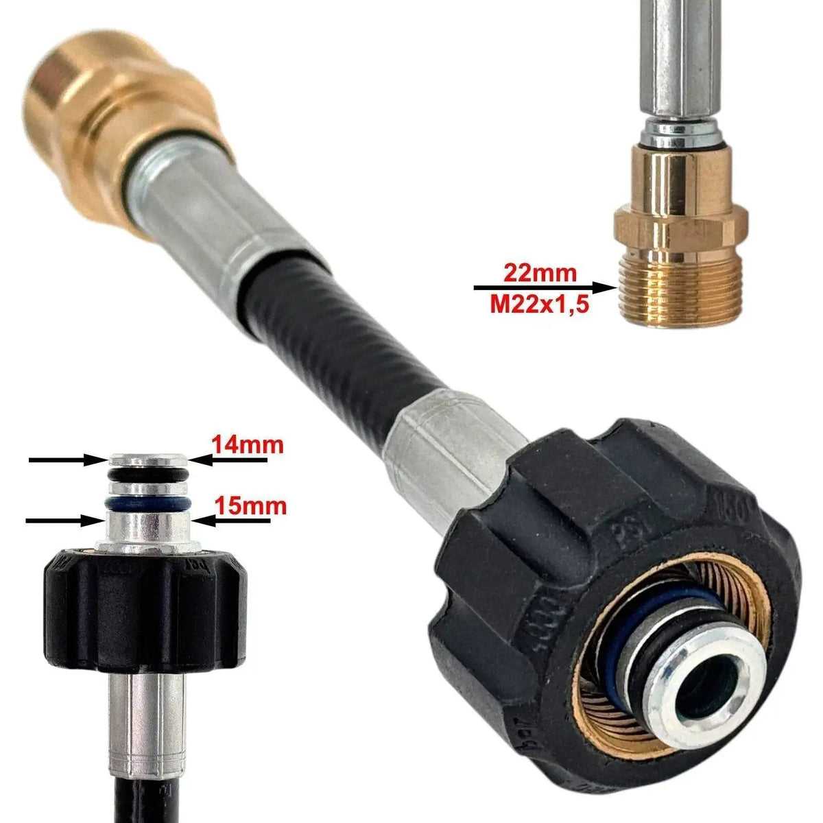 Kupplungsadapter M22 IG 14/15 mm auf M22 AG – Detailansicht