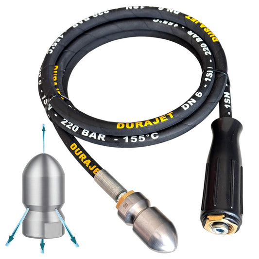 DURAJET drain cleaning hose M22 female – 220 bar, piercing jet nozzle