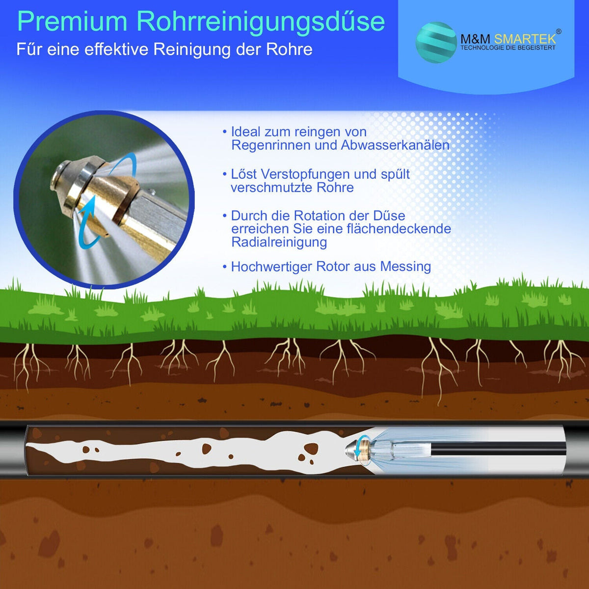 Spitze rotierende Rohrreinigungsdüse 1/8 Zoll – Kennzahl wählbar – Produktansicht 2