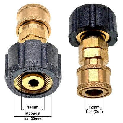 Adapter M22 × 1,5 IG auf 1/4-Zoll-Schnellkupplungsbuchse – Detailansicht