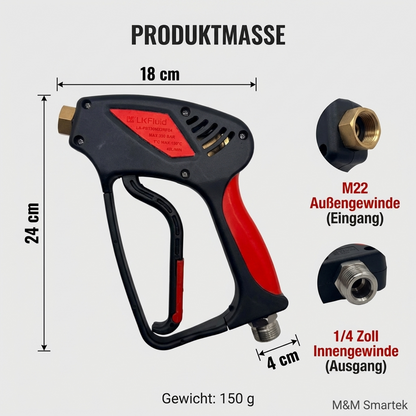Hochdruckpistole 350 bar – M22 AG auf 1/4 Zoll IG – Detailansicht