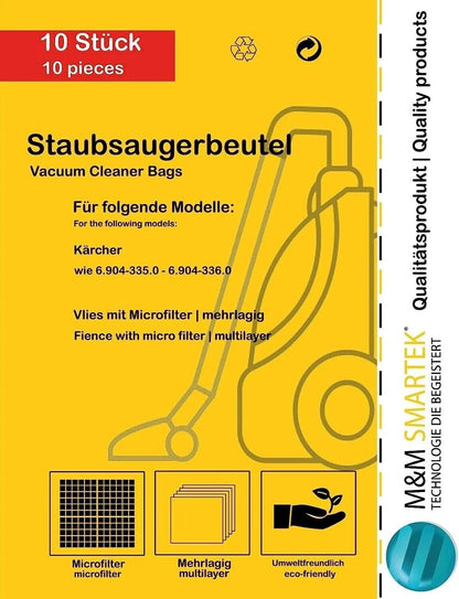 10 Staubsaugerbeutel passend für Kärcher BV 5/1 und T 7/1 – Referenz 6.904-335.0 – Anschlussdetail
