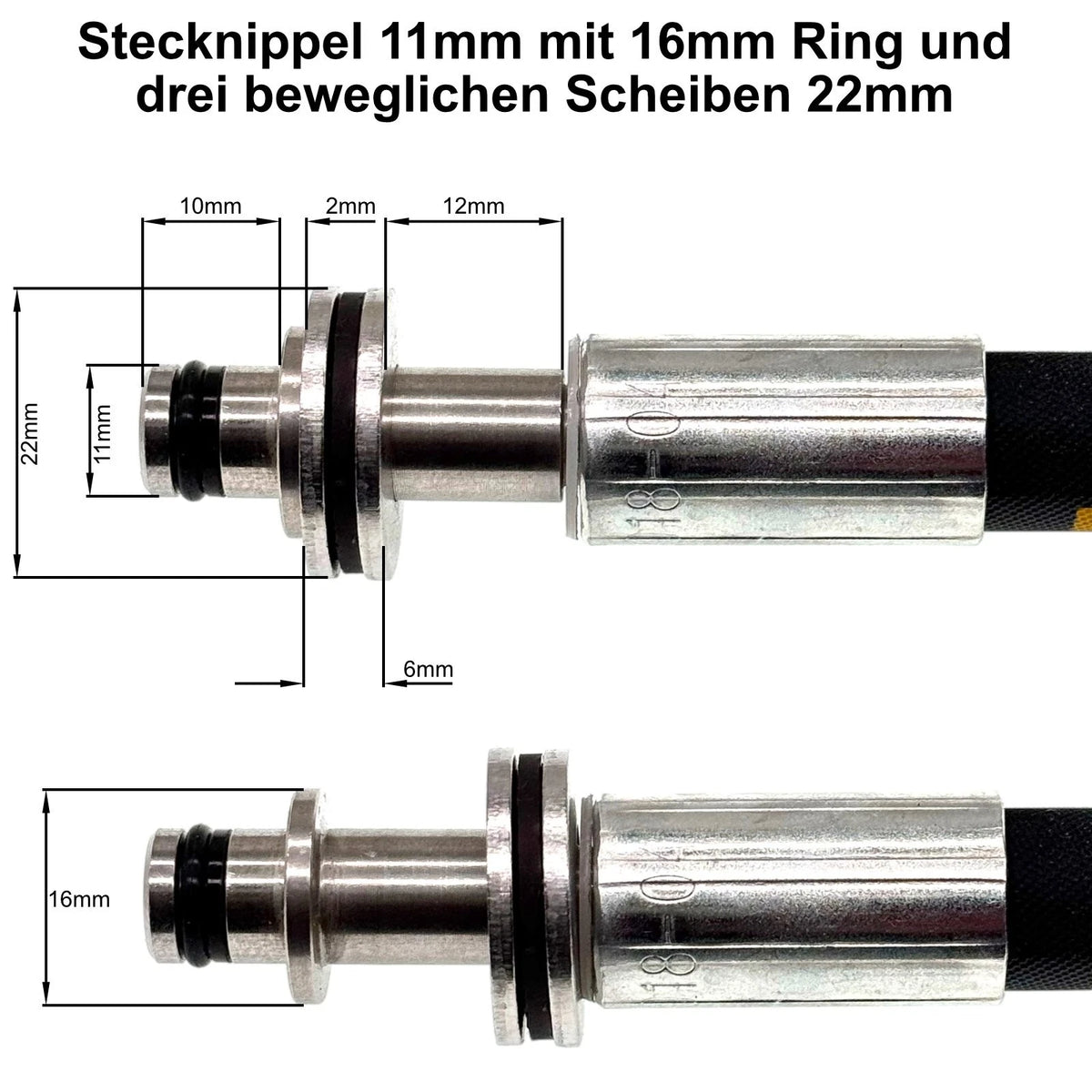 Hochdruckschlauch TR22 IG / 11-mm-AVS-Stecknippel – DN6, 220 bar – Ansicht 3