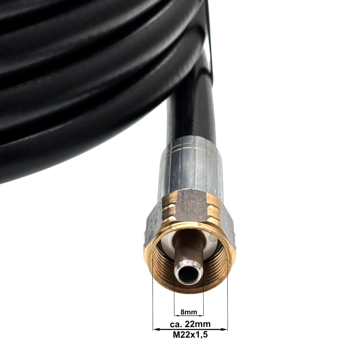 Trommel-Hochdruckschlauch DN8 – 400 bar, M22 IG / 8-mm-Trommelzapfen – Ansicht 3